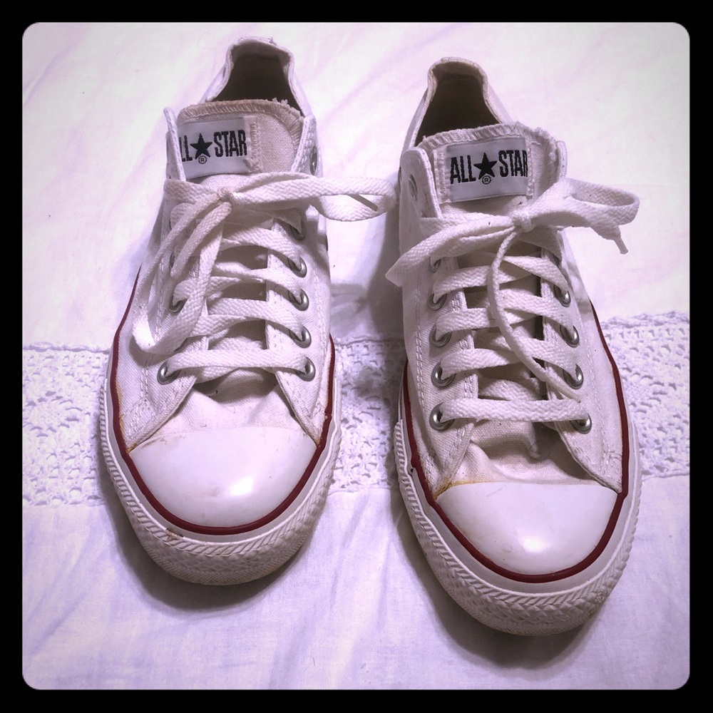 Converse all white low top